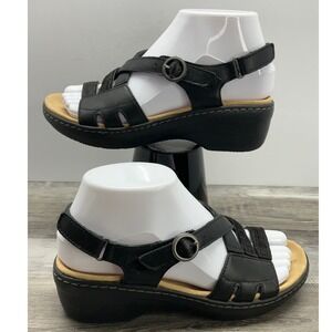 Clarks Collection Ultimate Comfort Black Wedge Sandals Womens 6 M 261774024035